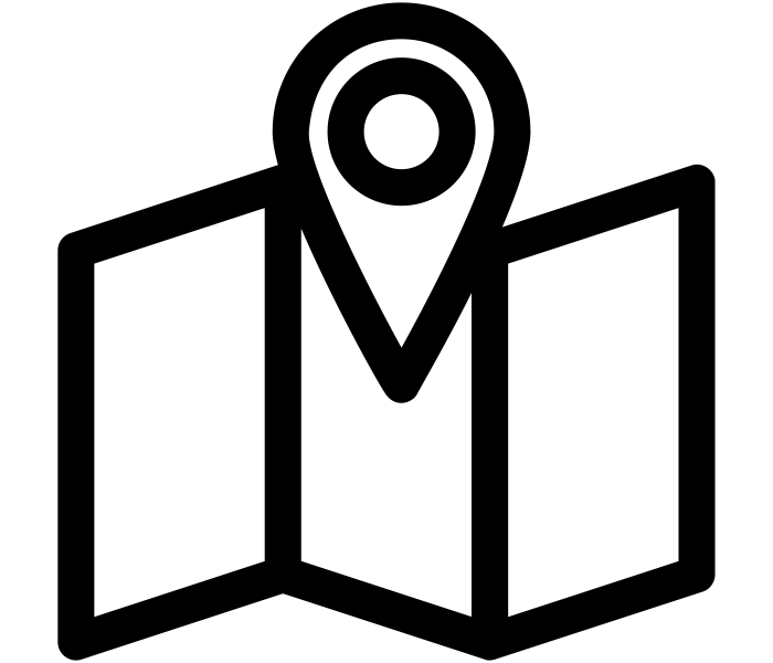 Pictogramme d'une punaise sur une carte